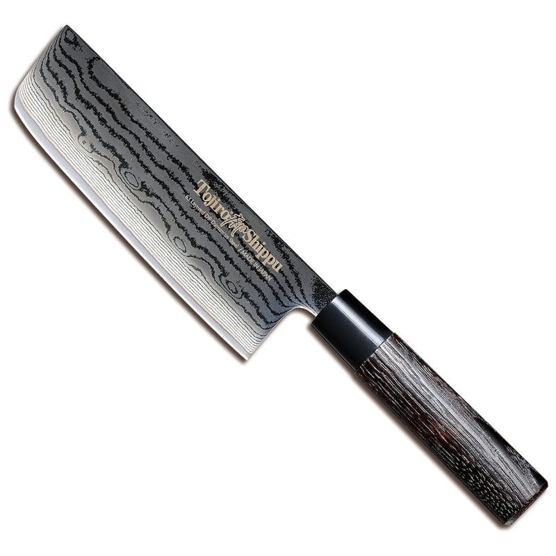 Tojiro Damascus Nakiri Knife 16.5 cm Chestnut Handle Shippu Black FD-1598