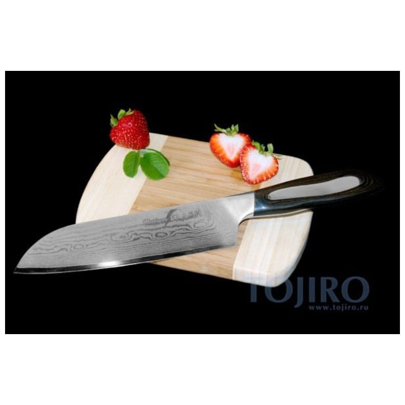 Tojiro Damascus Santoku Knife 18 cm Micarta Handle Flash FF-SA180