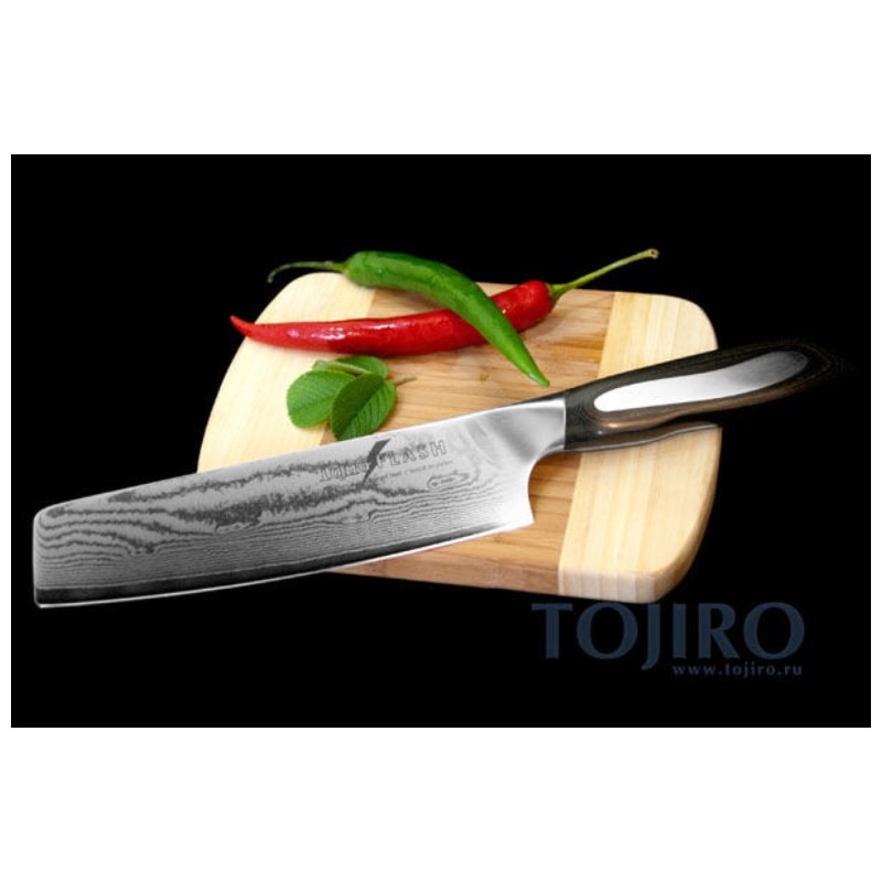 Tojiro Damascus Nakiri Knife 18 cm Micarta Handle Flash FF-VE180