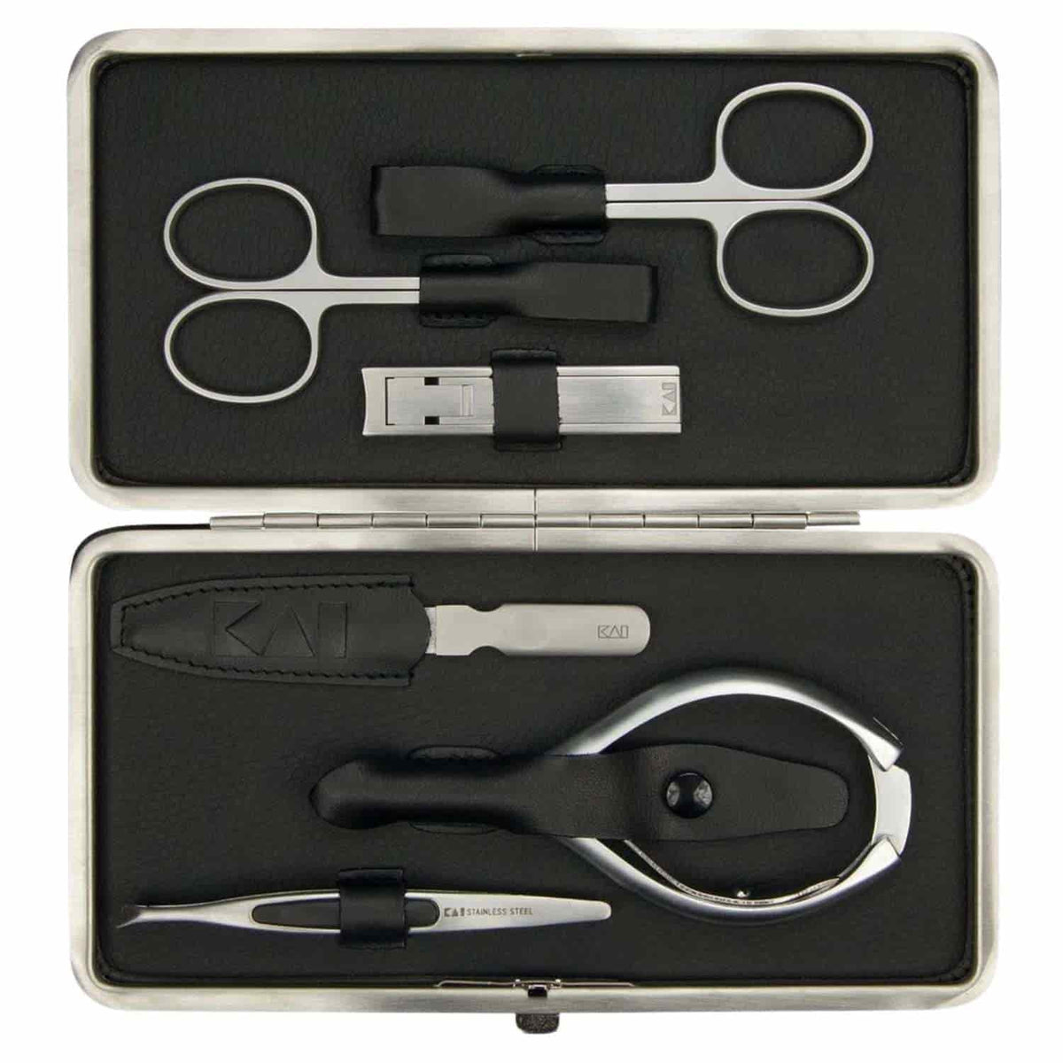 KAI Japanese Manicure Set 6 pcs (Nail Scissors, Cuticle Scissors, Nail Nippers, Nail File, Tweezers & Cuticle Nippers) Instruments Sets BCI-SET05