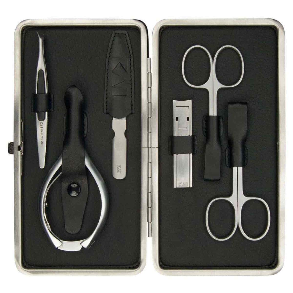 KAI Japanese Manicure Set 6 pcs (Nail Scissors, Cuticle Scissors, Nail Nippers, Nail File, Tweezers & Cuticle Nippers) Instruments Sets BCI-SET05