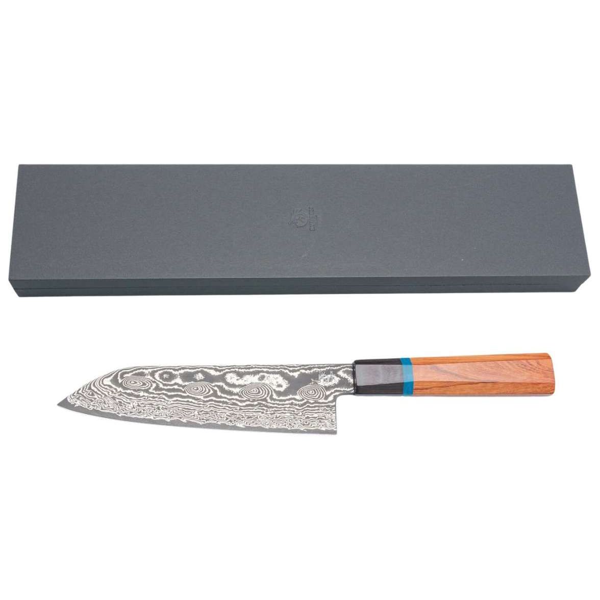 Ryusen Damascus Santoku Knife 17.5 cm Quince Handle Bonten Unryu KAI BU-507