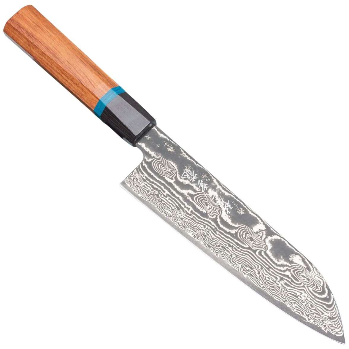 Ryusen Damascus Santoku Knife 17.5 cm Quince Handle Bonten Unryu KAI BU-507