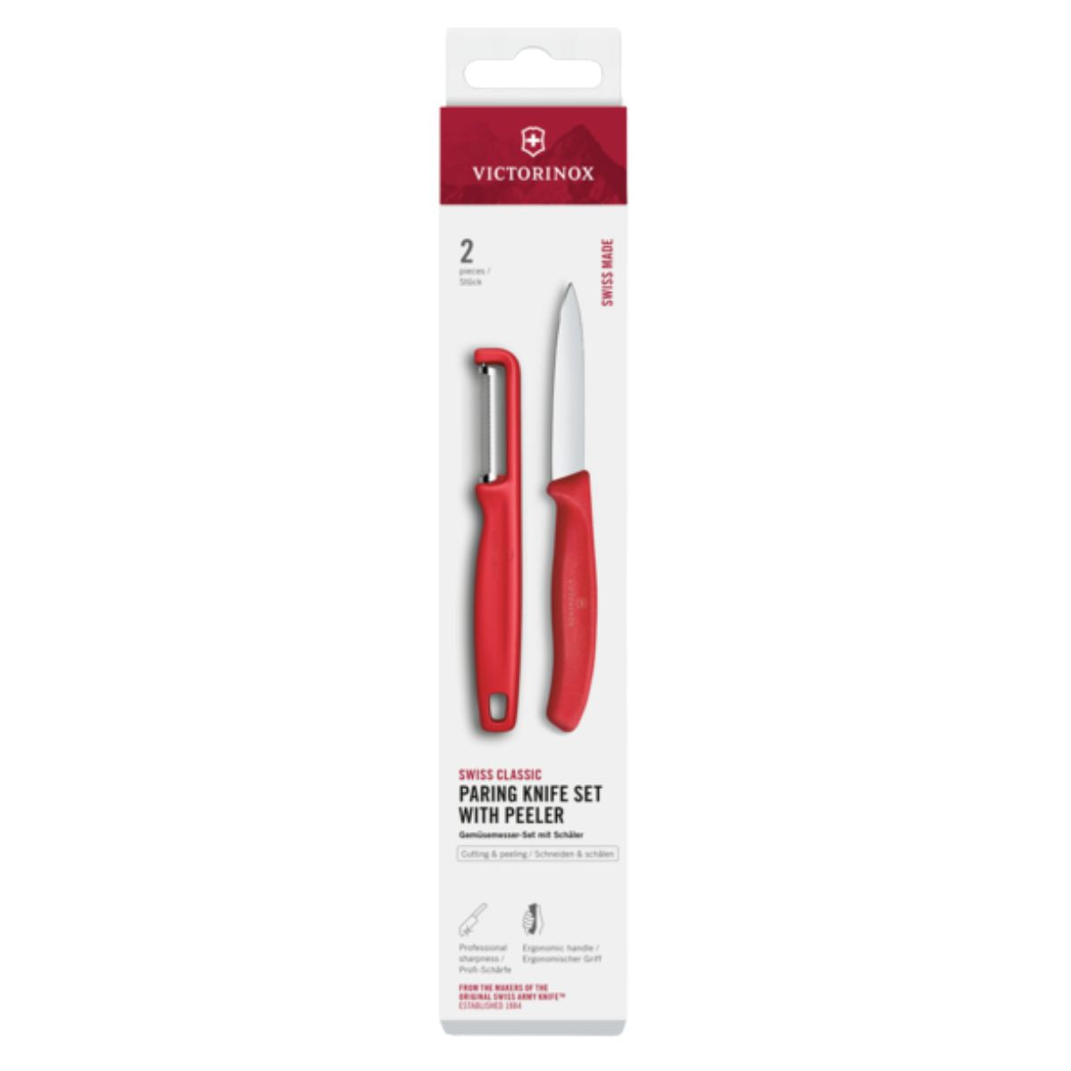 Victorinox Kitchen Knife And Peeler Red 2 pcs Set Swiss Classic