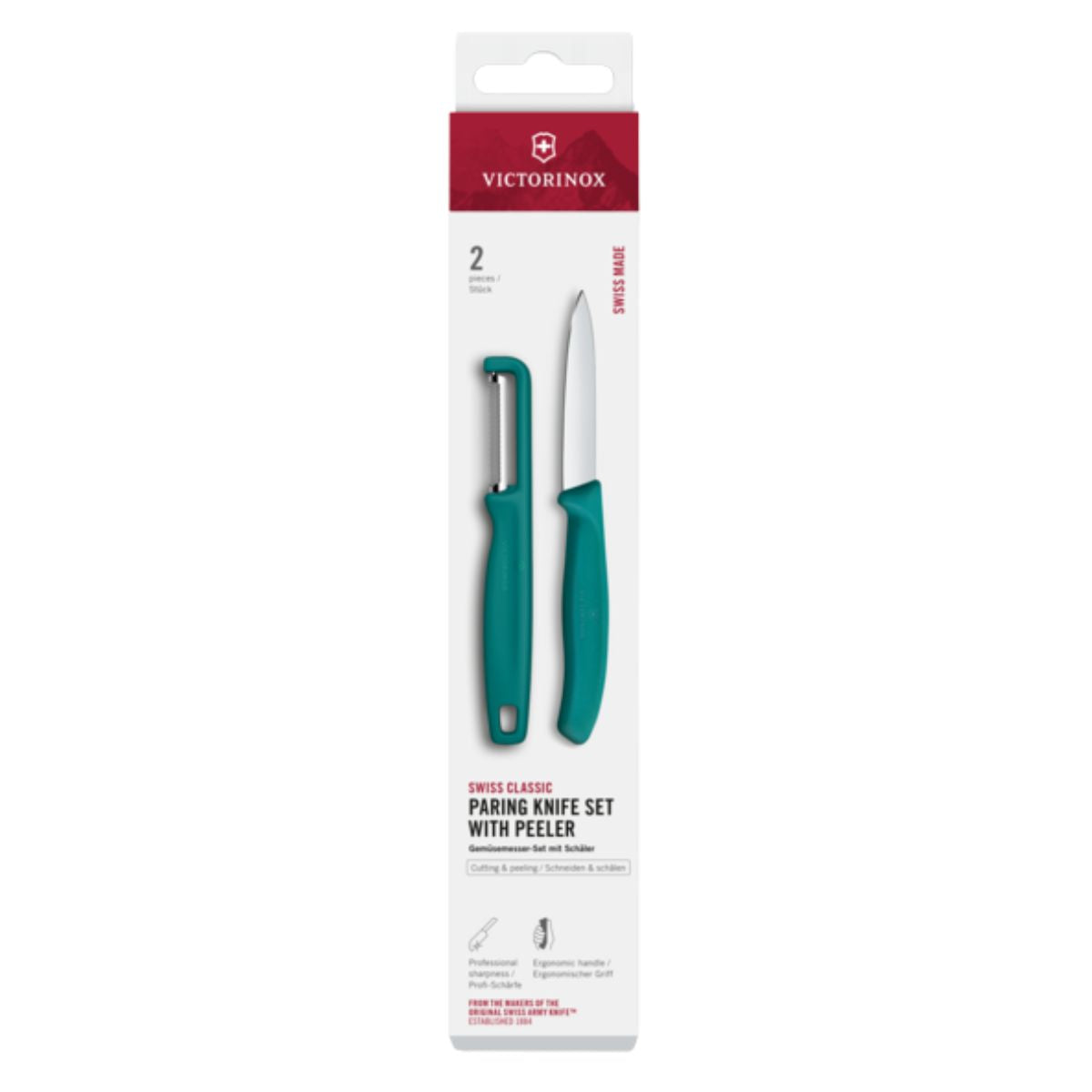 Victorinox Kitchen Knife And Peeler Green 2 pcs Set Swiss Classic