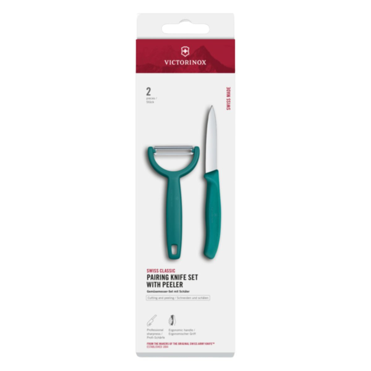 Victorinox Kitchen Knife And Peeler Green 2 pcs Set Swiss Classic