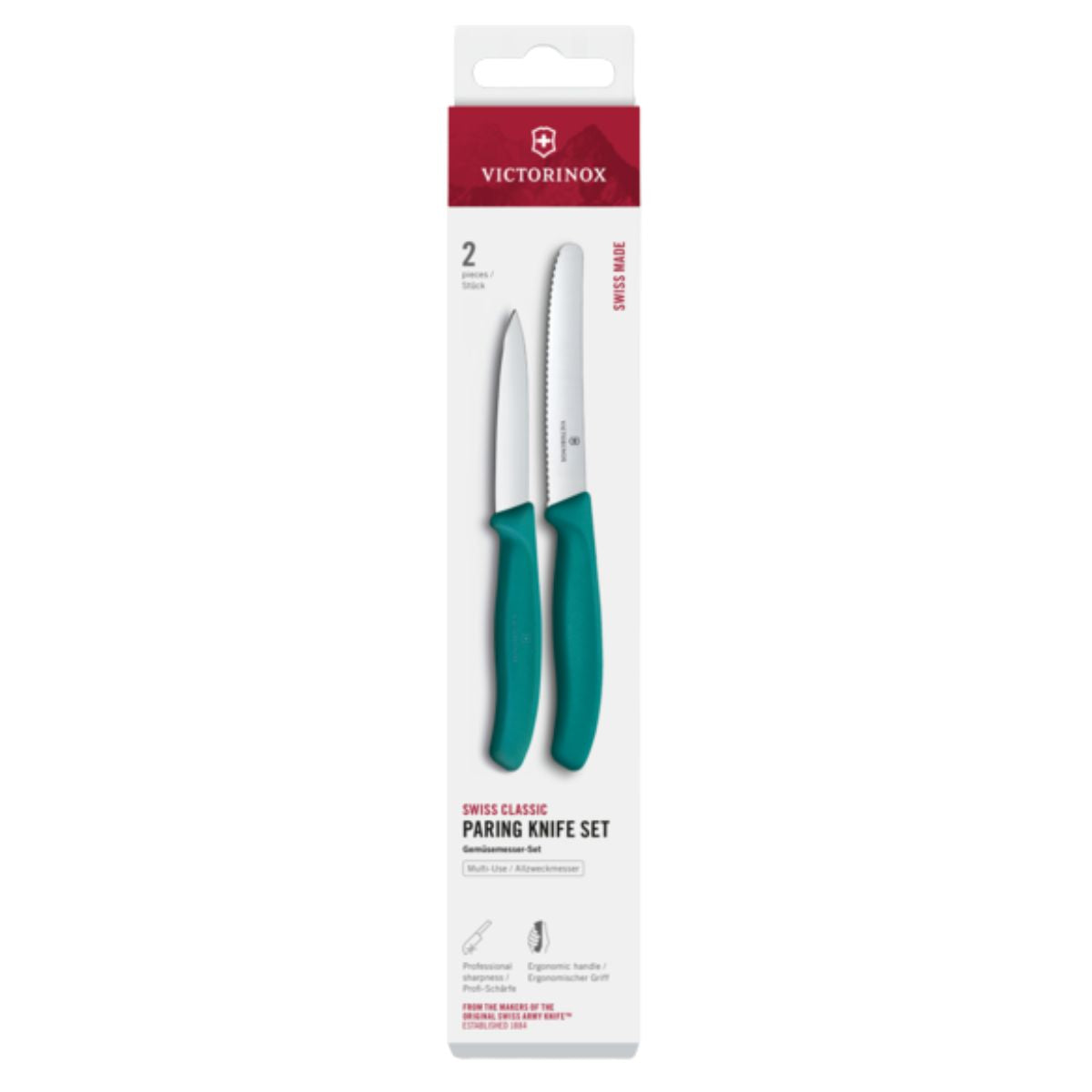 Victorinox Kitchen Knives Green Handles 2 pcs Set Swiss Classic 6.7114.2C1