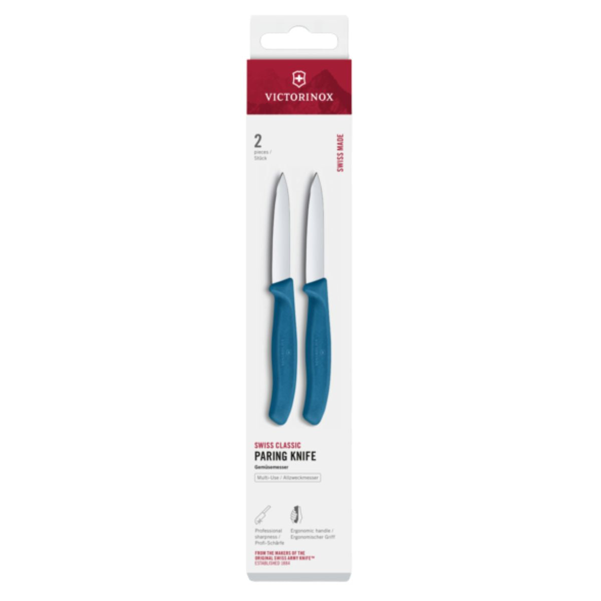 Victorinox Paring Knife 8 cm Blue Handle 2 pcs Set Swiss Classic 6.7602.2C1