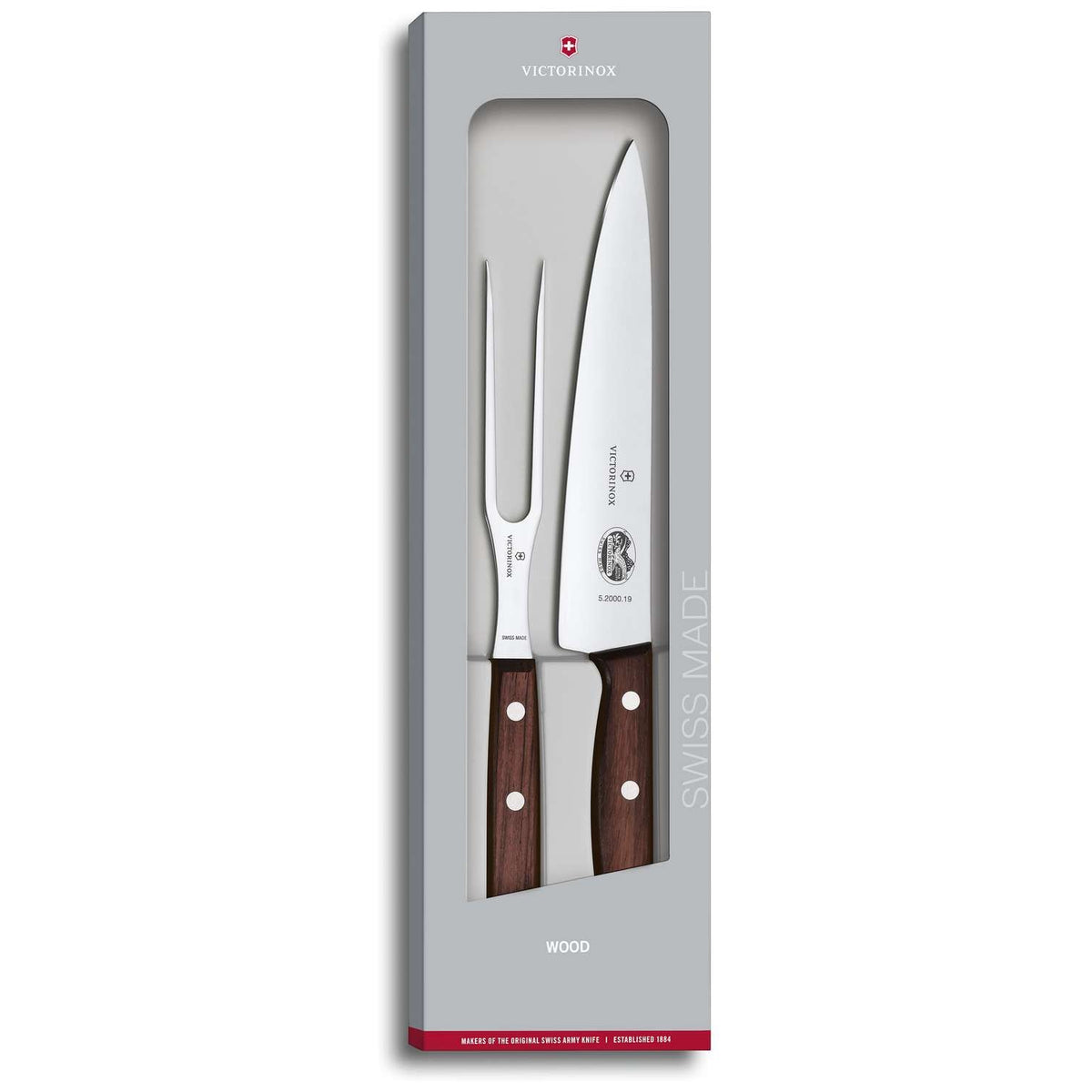 Victorinox Carving Set 2 pcs Wooden Handles Gift Box 5.1020.2G
