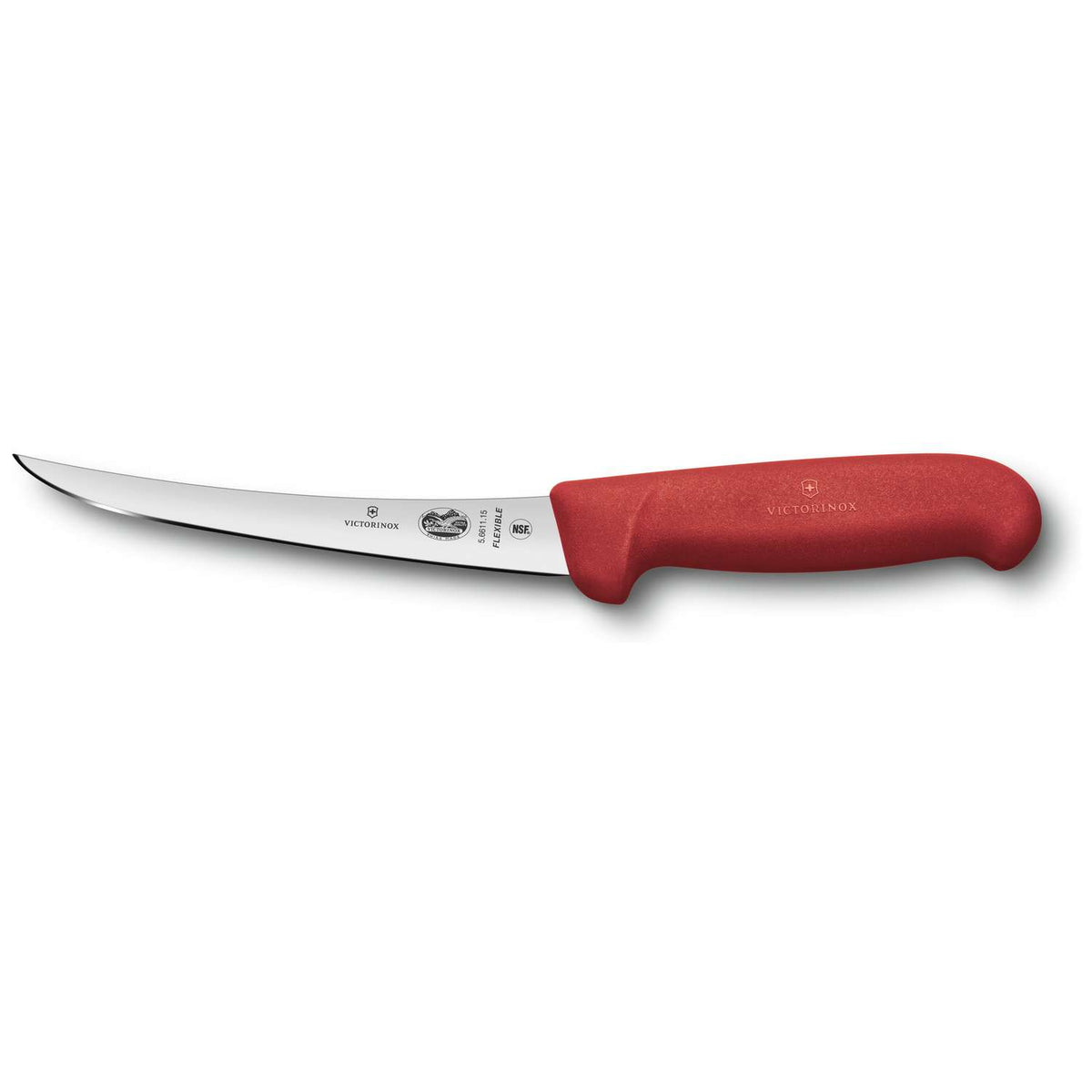 Victorinox Curved Boning Knife Narrow and Flexible Blade 12 cm Red Handle Fibrox 5.6611.12