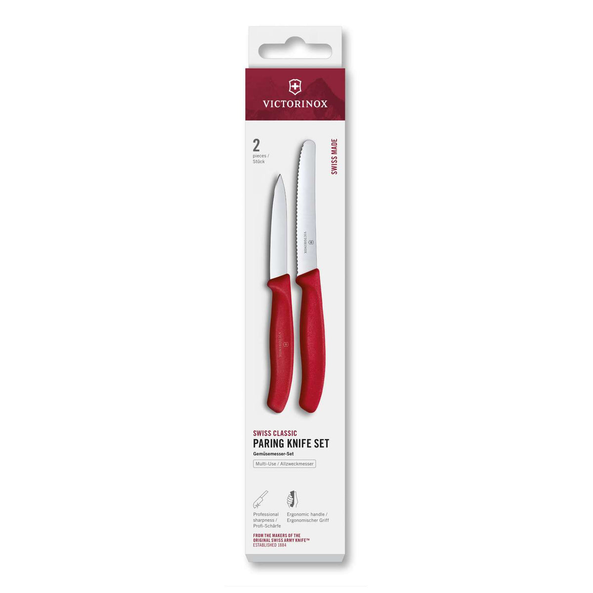 Victorinox Kitchen Knives Red Handles 2 pcs Set Swiss Classic 6.7111.2C1