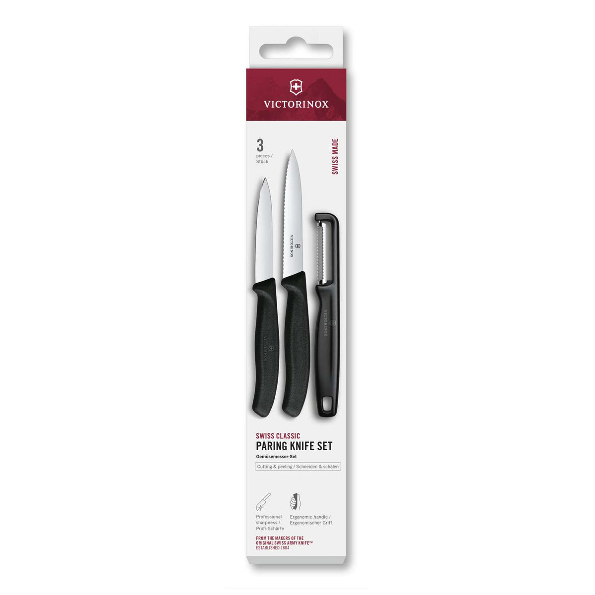 Victorinox Kitchen Knives And Peeler Green 3 pcs Set Swiss Classic 6.7113.33