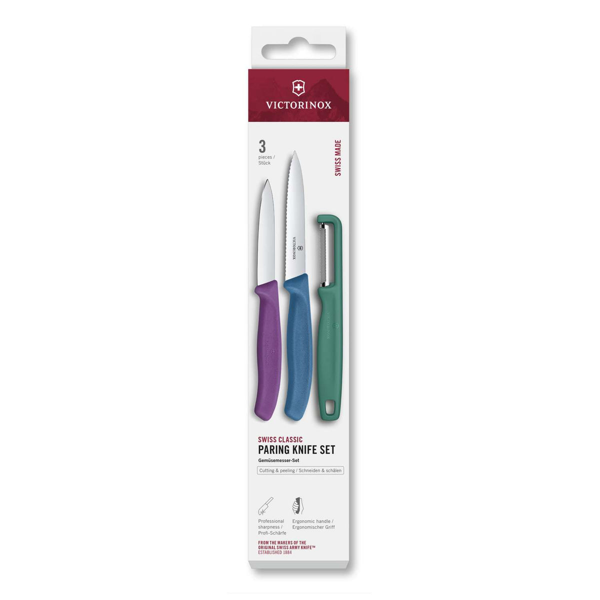 Victorinox Kitchen Knives And Peeler Multicoloured 3 pcs Set Swiss Classic