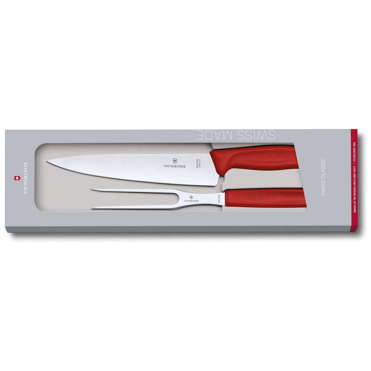 Victorinox Carving Set 2 pcs Red Handles Gift Box Swiss Classic 6.7131.2G
