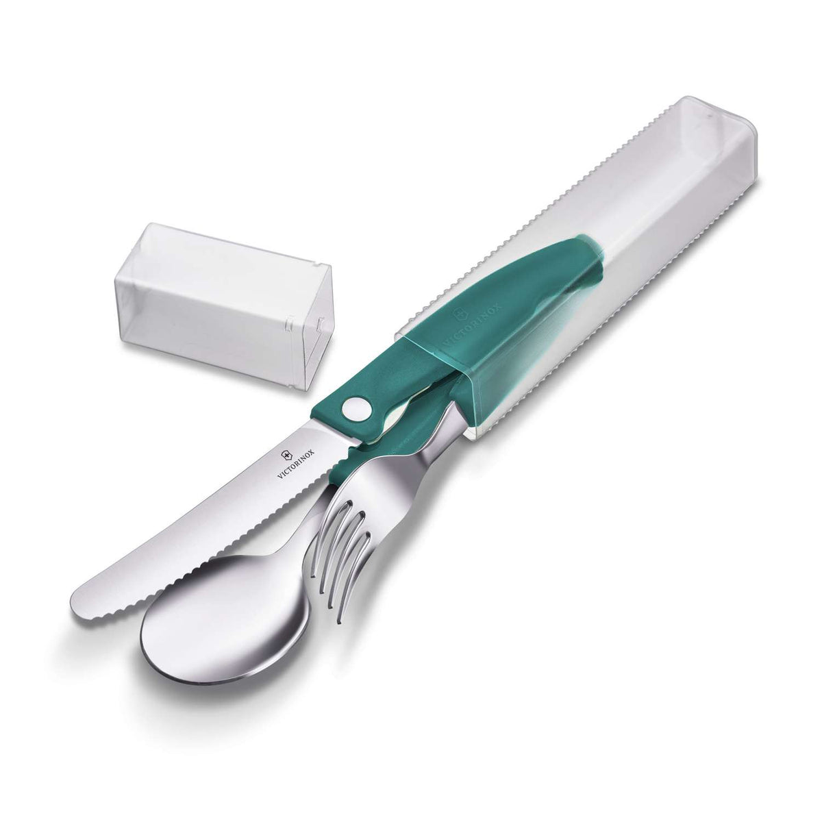 Victorinox Stainless Steel Cutlery Set Green Handle 3 pcs Swiss Classic