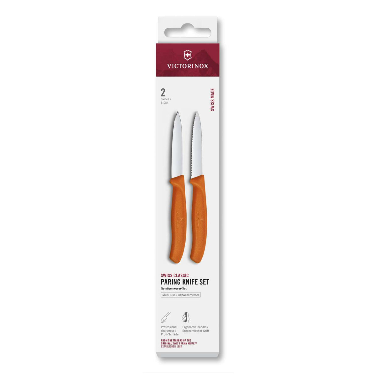 Victorinox Paring Knife 8 cm Orange Handle 2 pcs Set Swiss Classic 6.7699.2C1