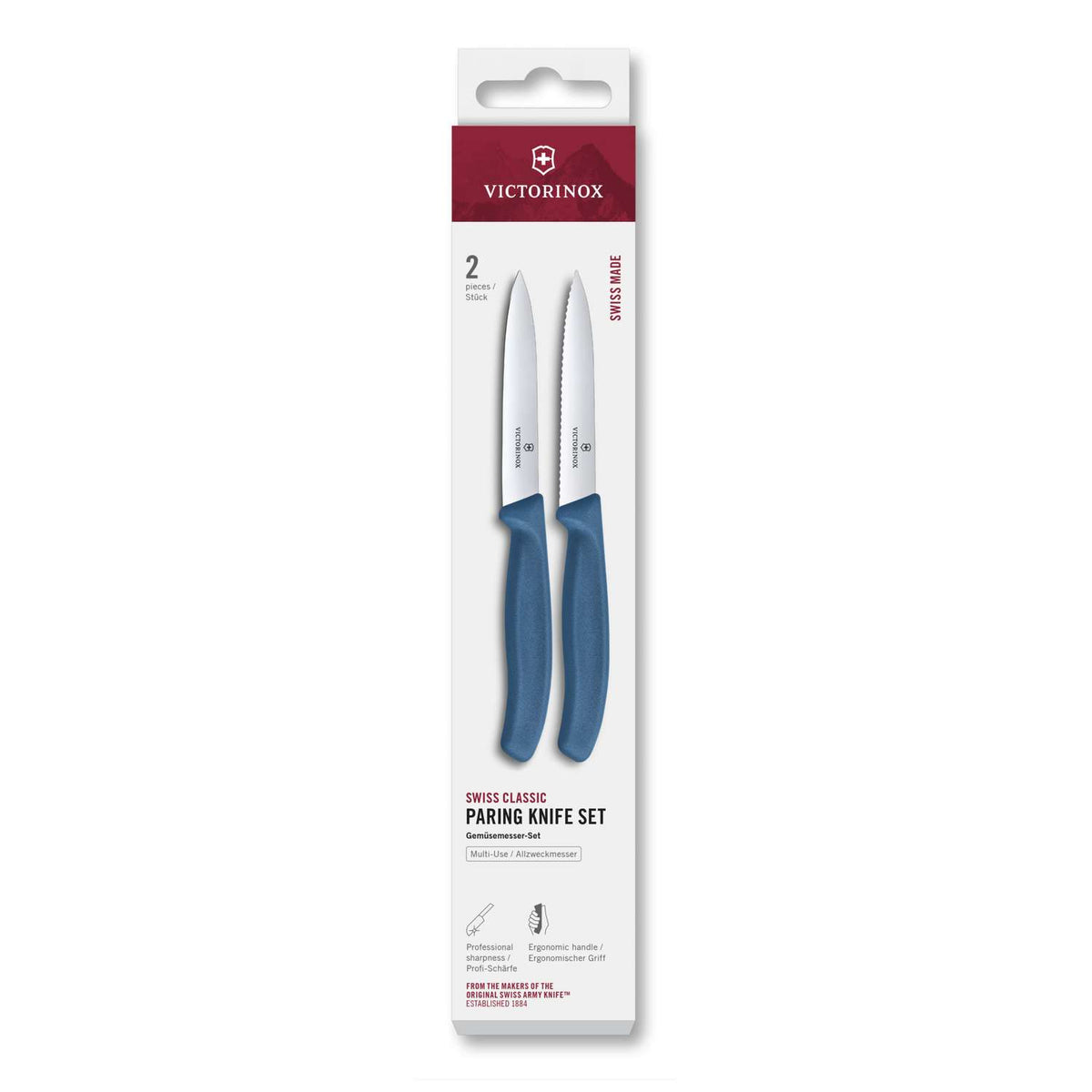 Victorinox Kitchen Knives Blue Handles 10 cm 2 pcs Set Swiss Classic 6.7792.2C1