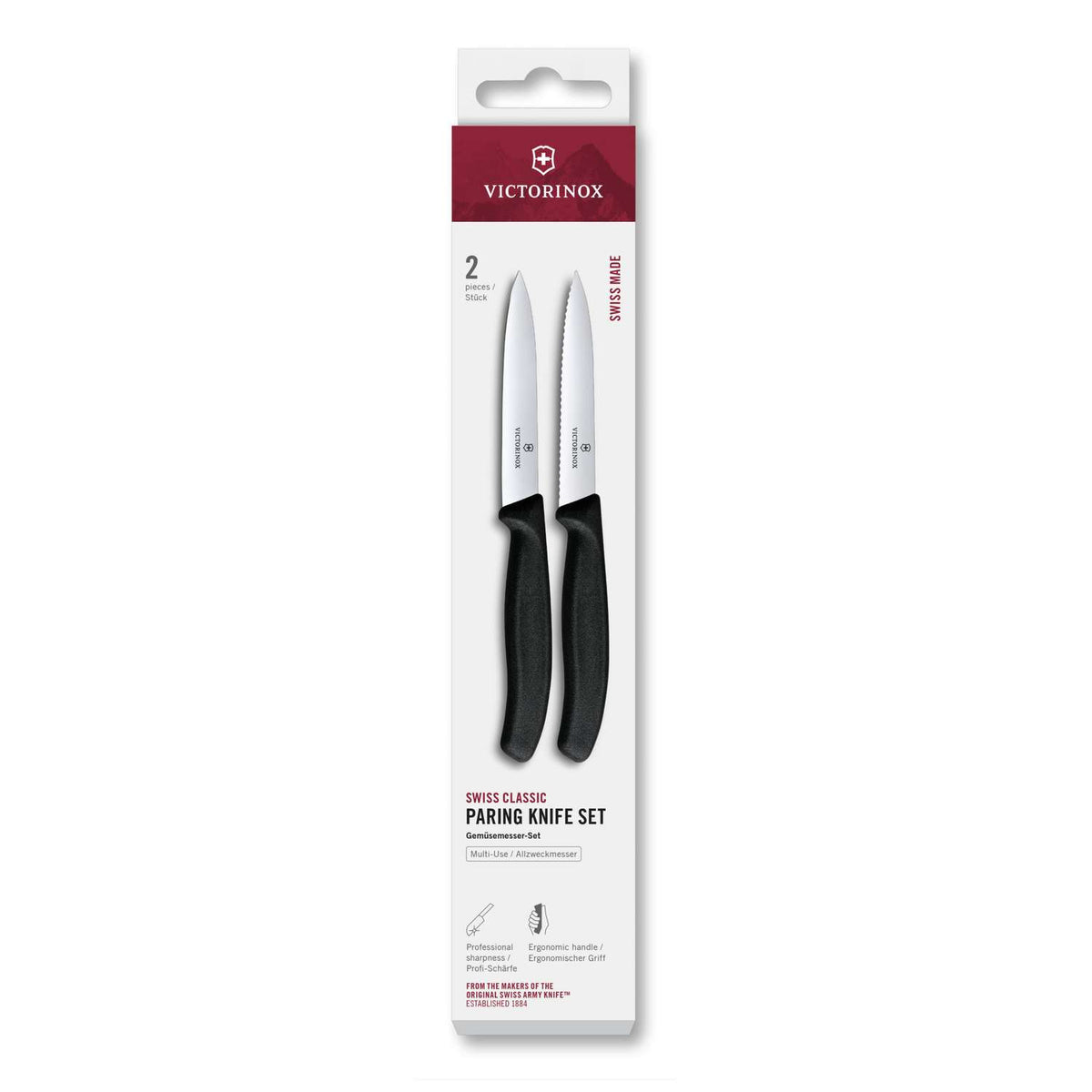 Victorinox Kitchen Knives Black Handles 10 cm 2 pcs Set Swiss Classic 6.7793.2