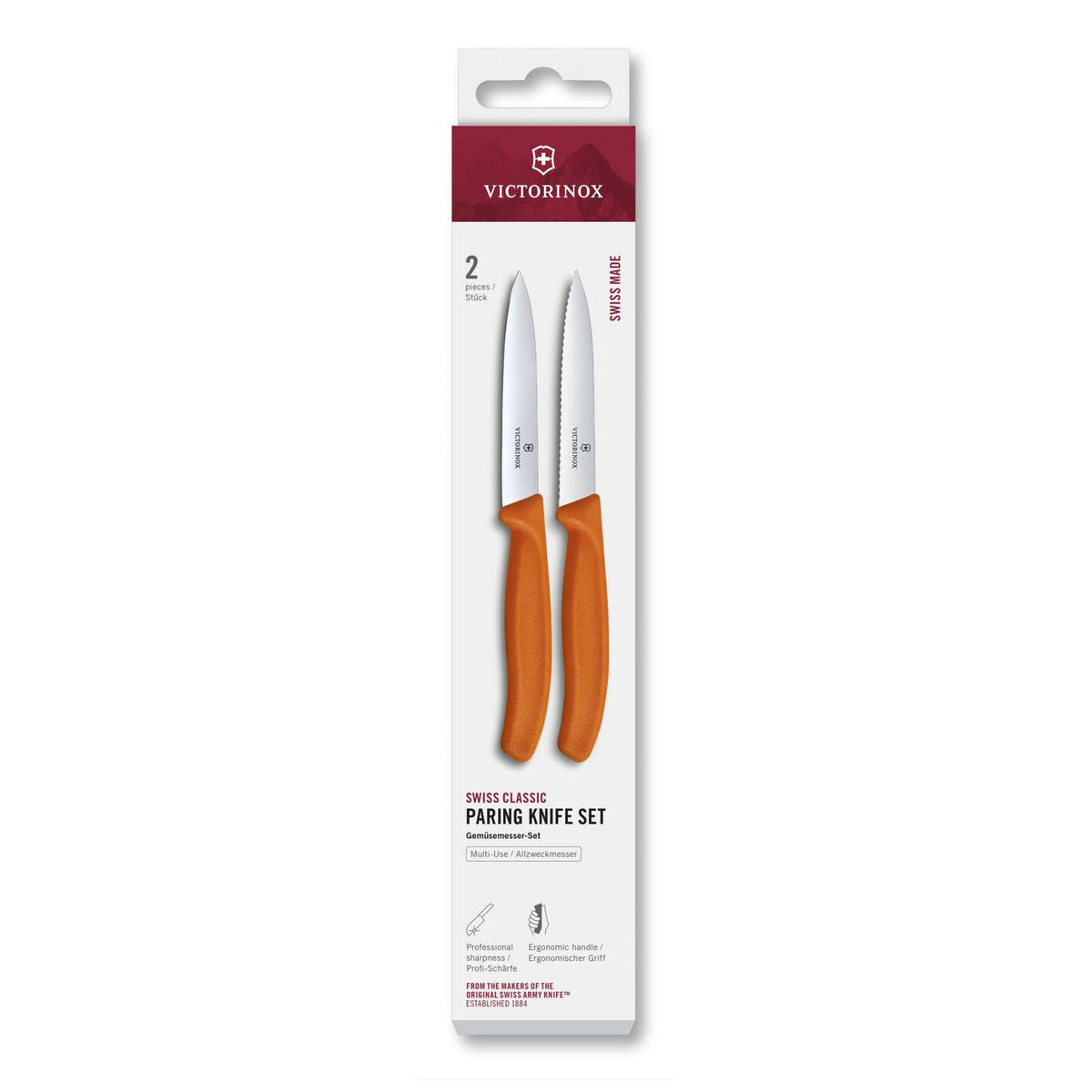 Victorinox Kitchen Knives Orange Handles 10 cm 2 pcs Set Swiss Classic 6.7799.2C1
