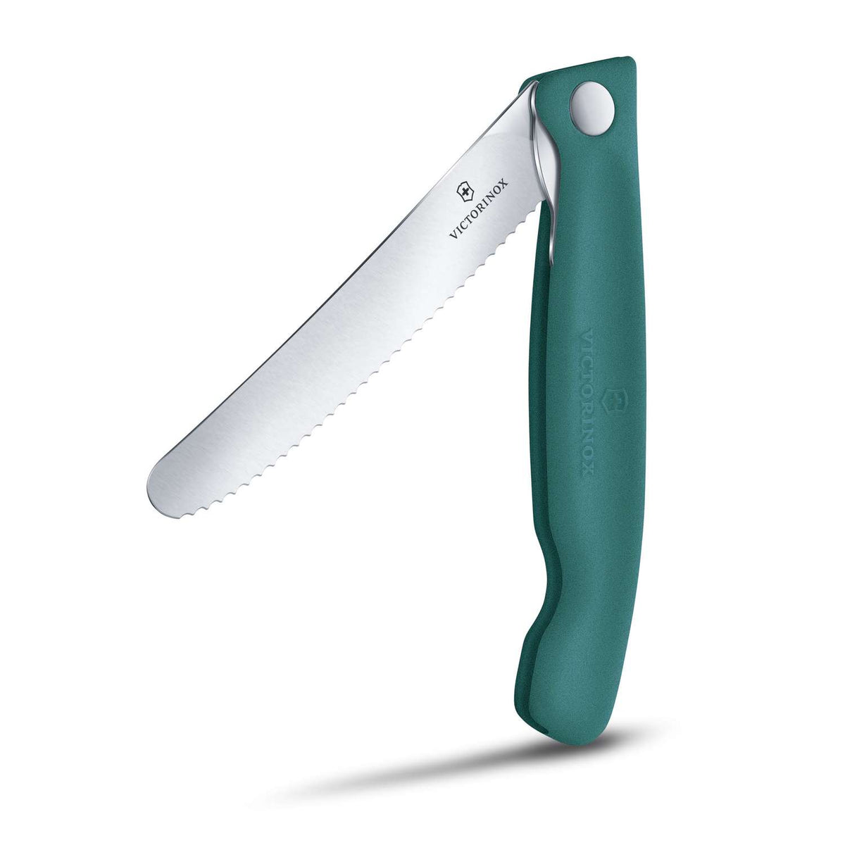 Victorinox Serrated Foldable Kitchen Knife 11 cm Green Handle Swiss Classic 6.7834.FC1