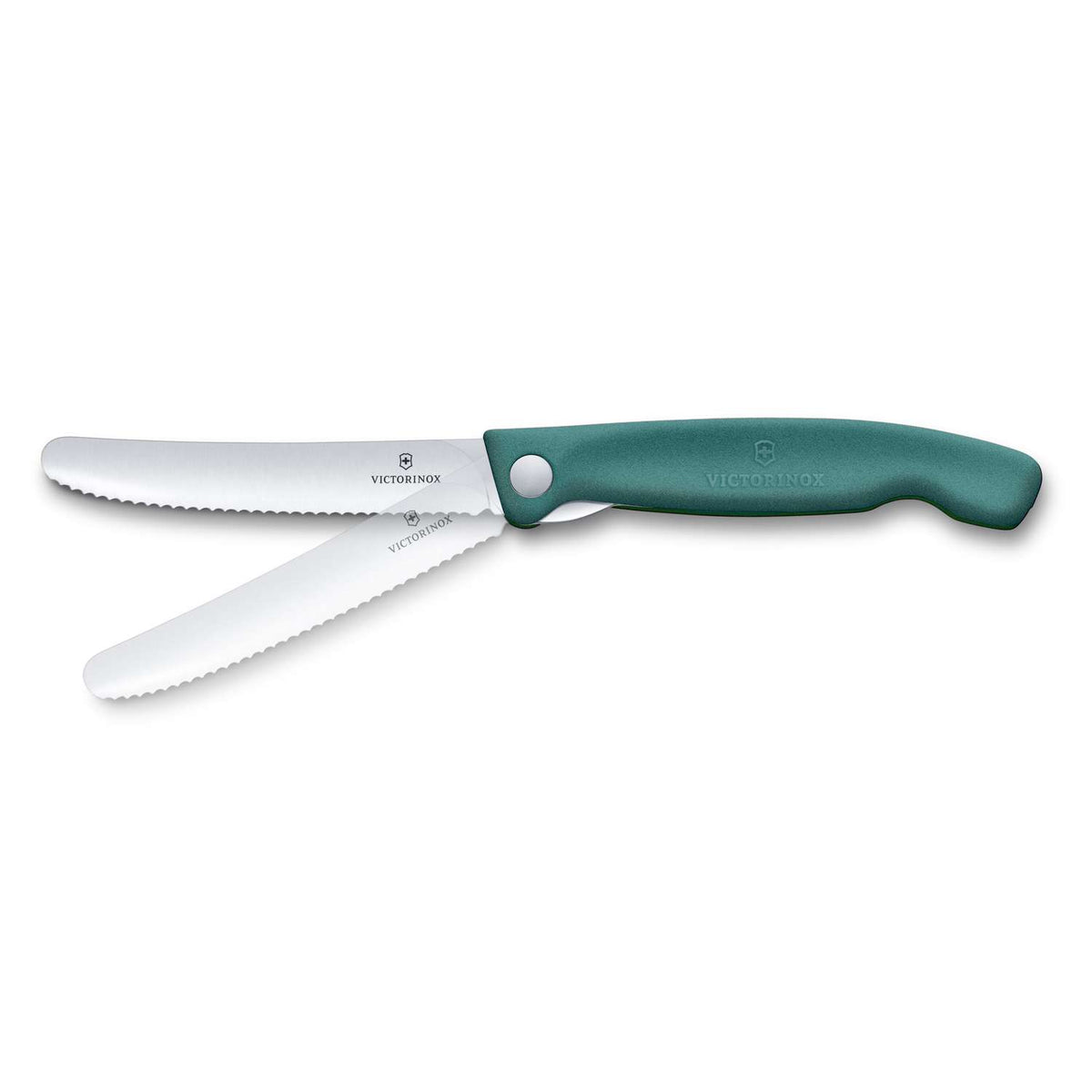 Victorinox Serrated Foldable Kitchen Knife 11 cm Green Handle Swiss Classic 6.7834.FC1
