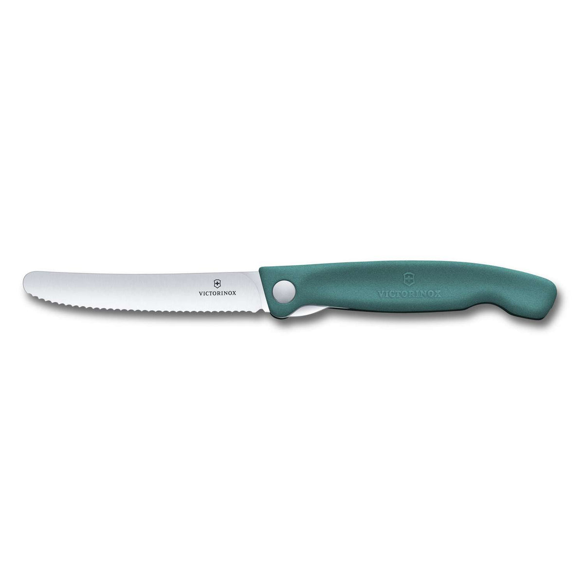 Victorinox Serrated Foldable Kitchen Knife 11 cm Green Handle Swiss Classic 6.7834.FC1