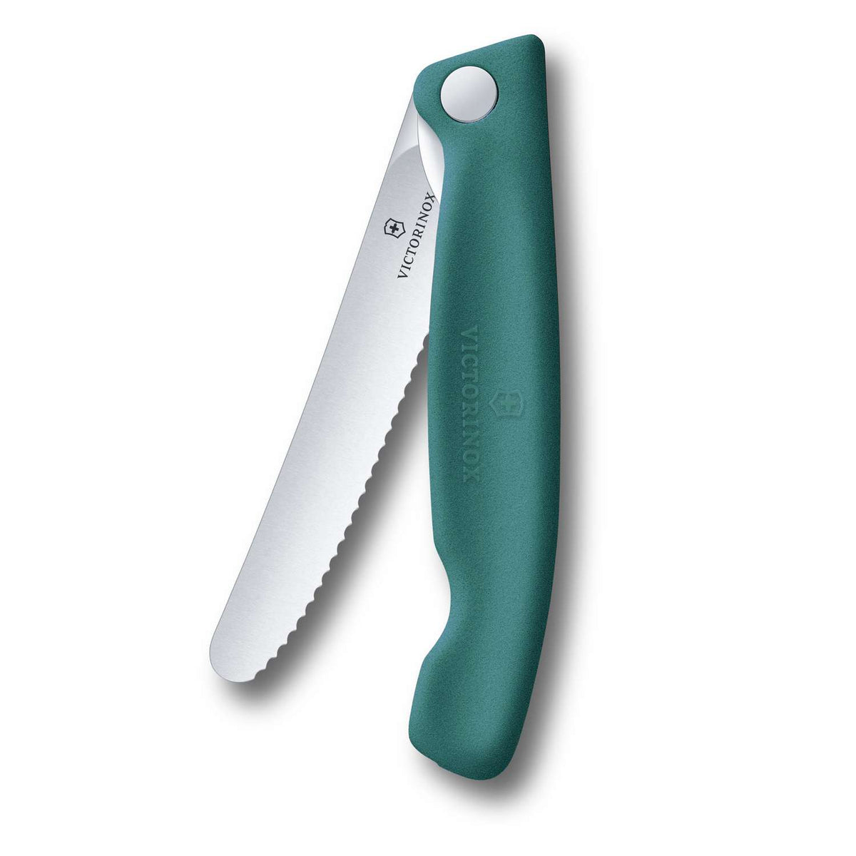 Victorinox Serrated Foldable Kitchen Knife 11 cm Green Handle Swiss Classic 6.7834.FC1