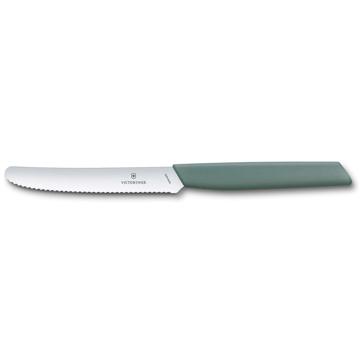 Victorinox Round Utility Knife 11 cm, Serrated Green Pastel Set 2 pcs Swiss Modern