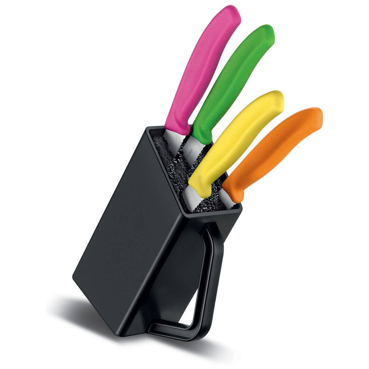 Victorinox Steak Knives Storage Block, Black Fibers, 4 Knives Colored Handles Swiss Classic 6.7126.4