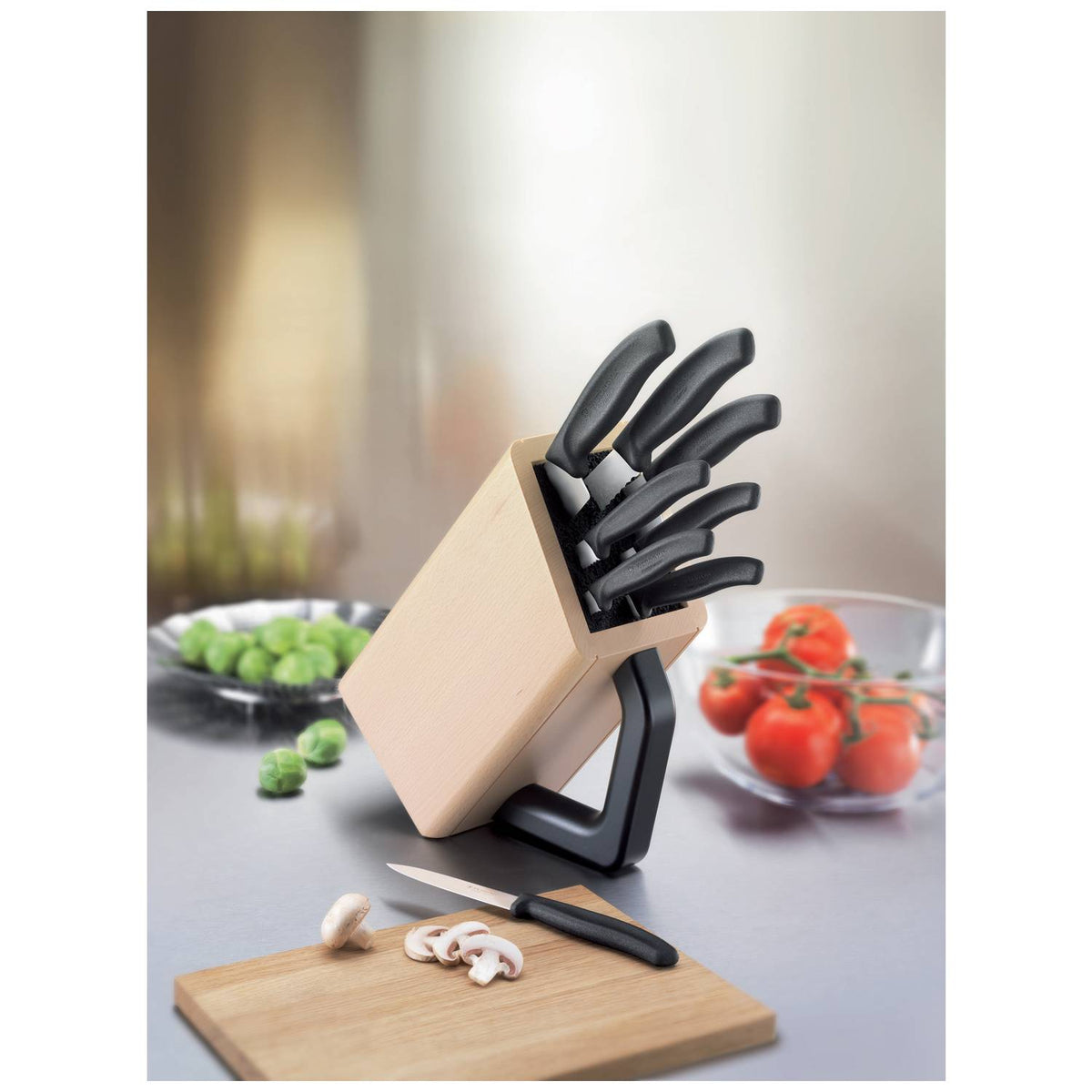 Victorinox Beechwood Knife Block Nylon Inlay 8-Piece Set Swiss Classic 6.7173.8