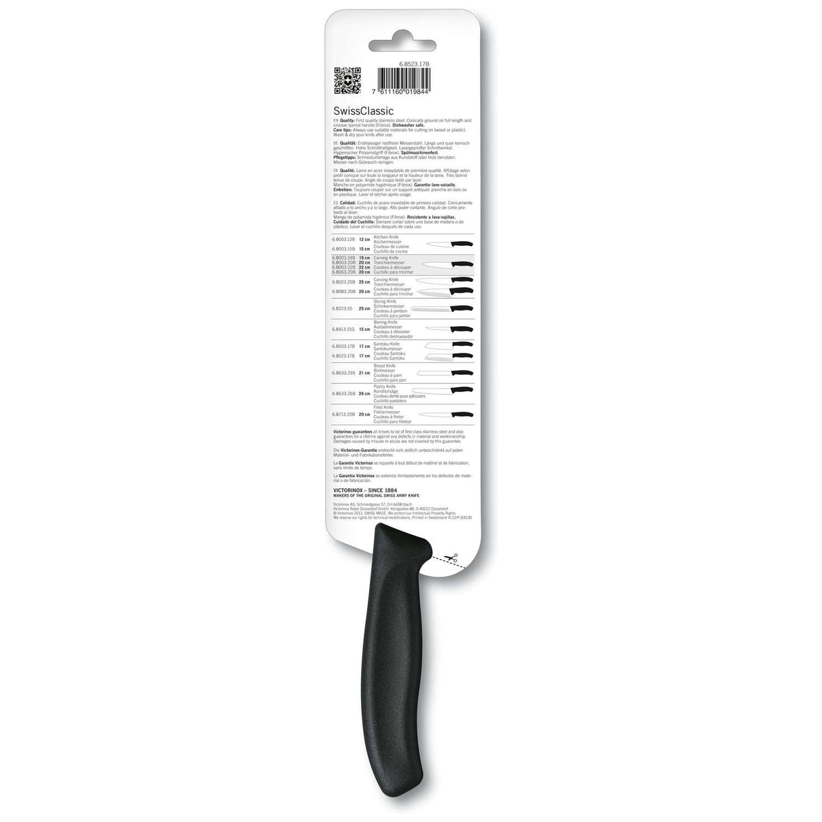 Victorinox Hollow Edge Santoku Knife Black Handle 17 cm Swiss Classic 6.8523.17B