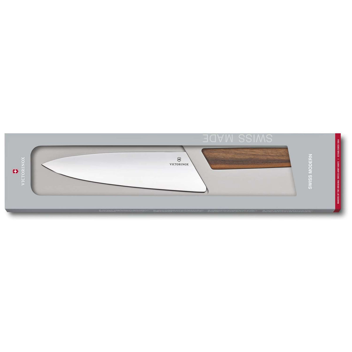 Victorinox Chef's Knife Extra Wide Blade 22 cm Wooden Handle Gift Box Swiss Modern 6.9010.20G