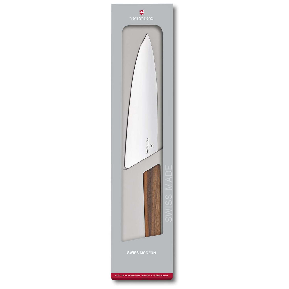 Victorinox Chef's Knife Extra Wide Blade 22 cm Wooden Handle Gift Box Swiss Modern 6.9010.20G