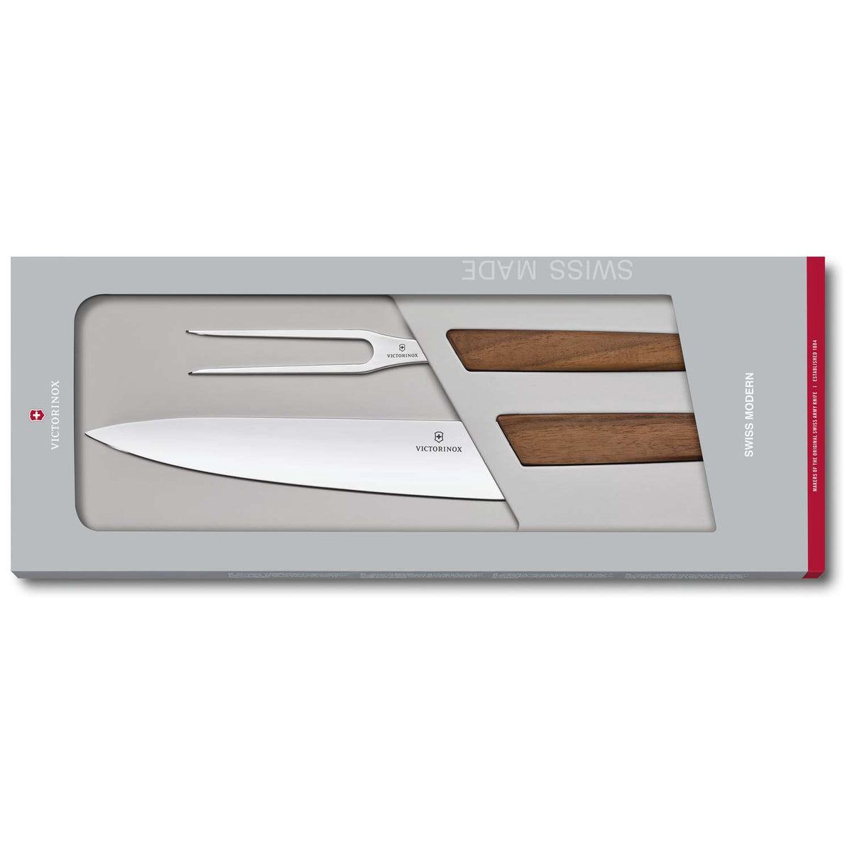 Victorinox Carving Set 2 pcs Wooden Handles Gift Box Swiss Modern 6.9091.2