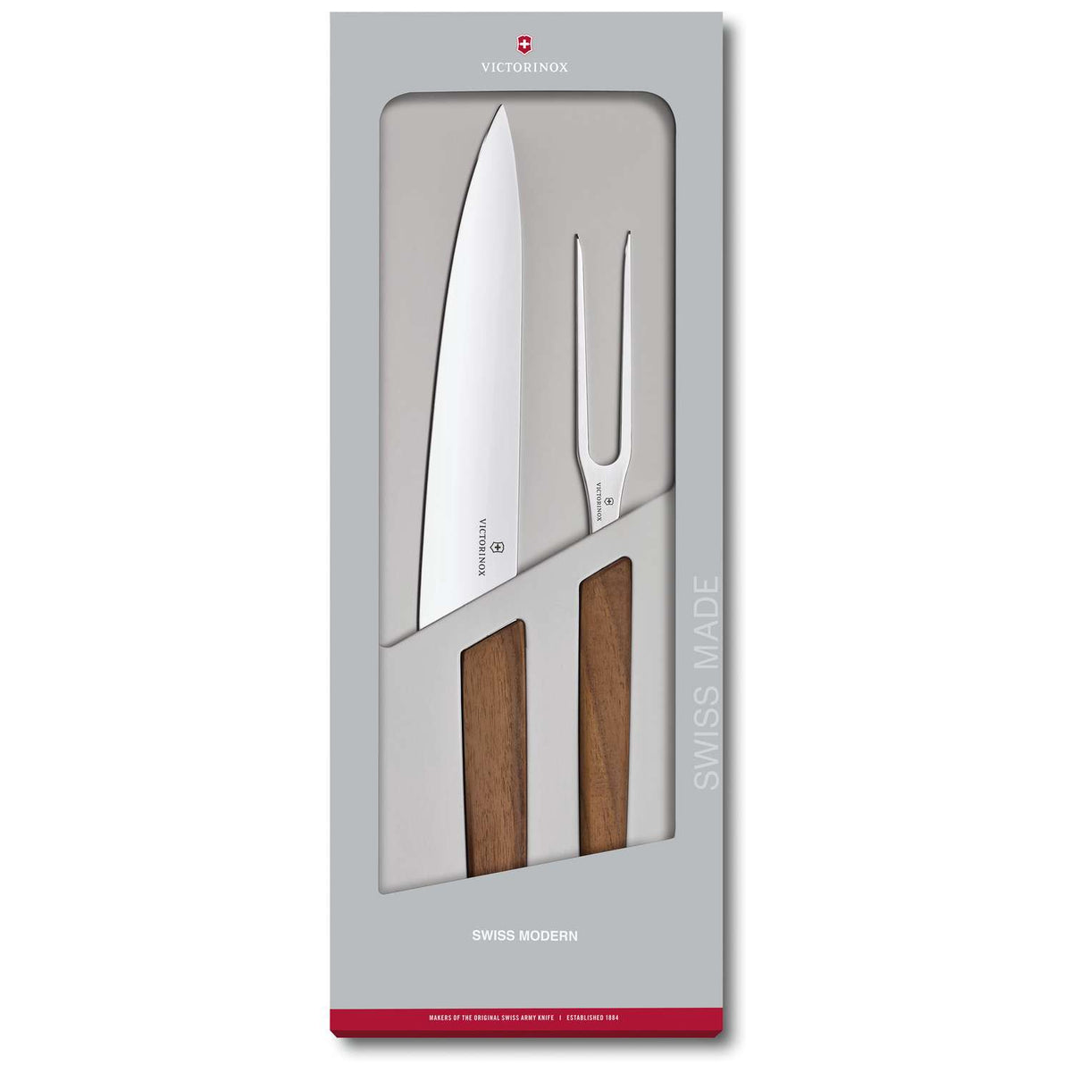 Victorinox Carving Set 2 pcs Wooden Handles Gift Box Swiss Modern 6.9091.2