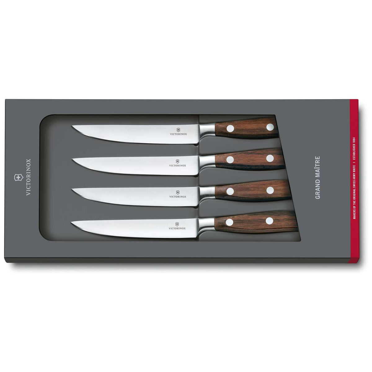 Victorinox Steak Knives 12 cm Wooden Handles set 4 pcs Gift Box Grand Maitre 7.7240.4