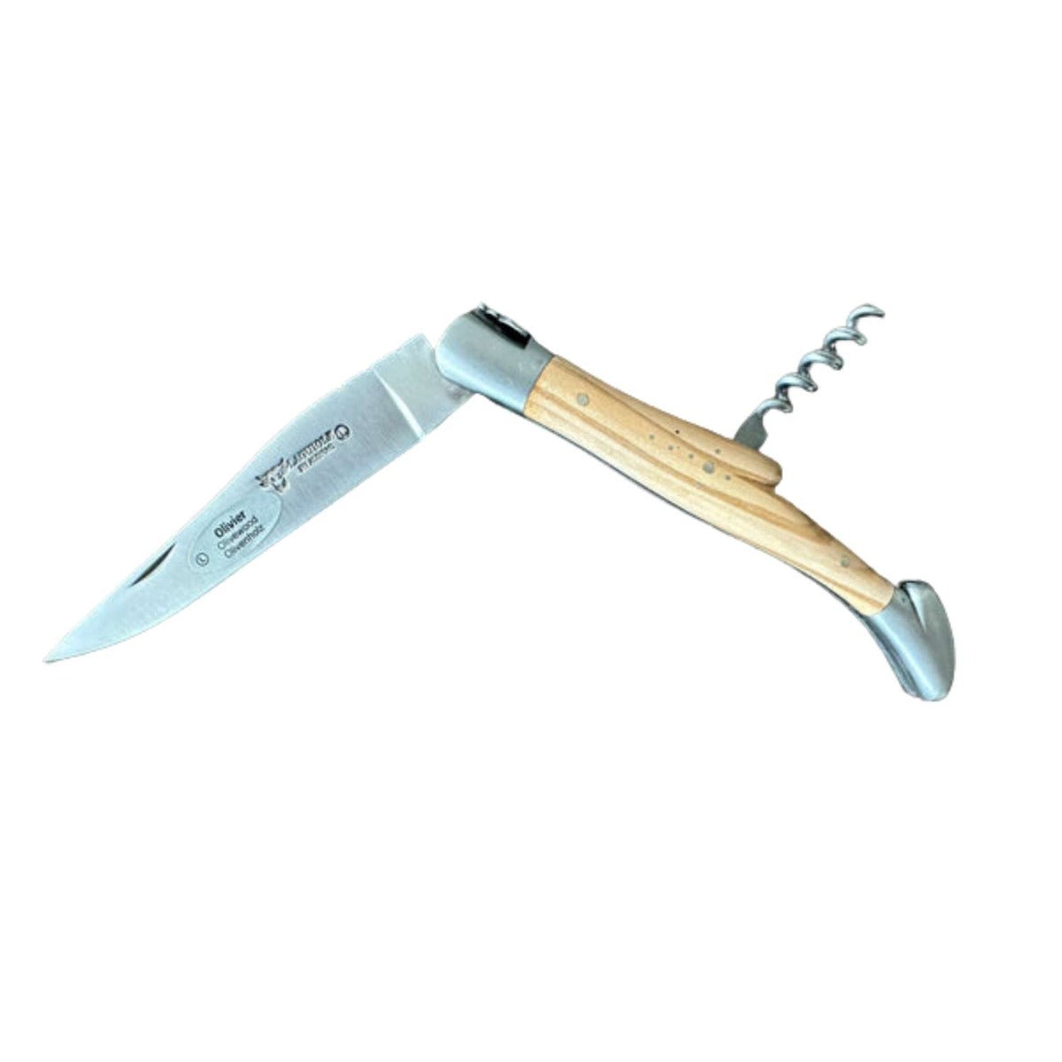 Laguiole en aubrac Folding Knife 12 cm with Corkscrew Olive Wood Handle Laguiole en Aubrac L0312OLIF