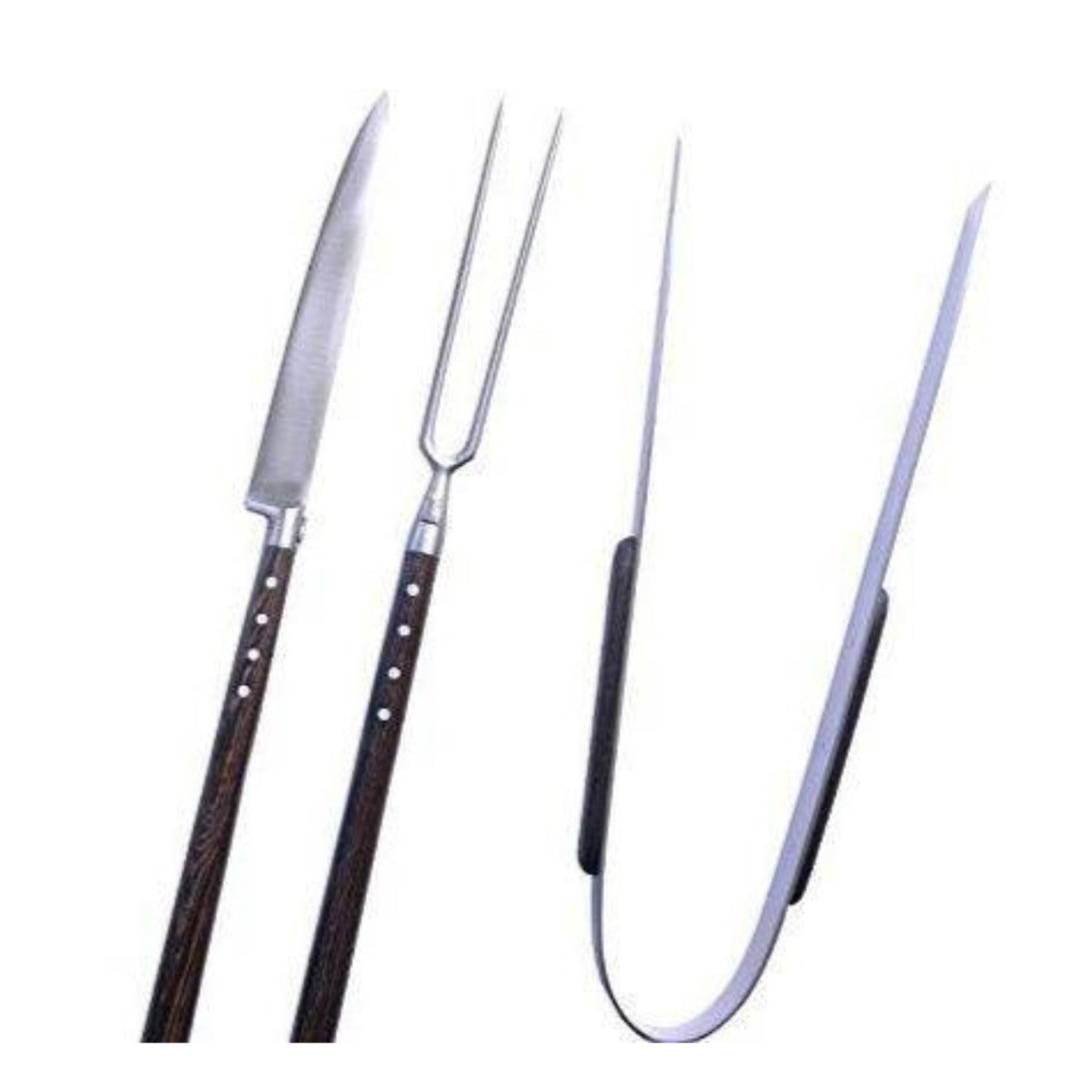 Laguiole en aubrac Handcrafted Barbecue Serving 4 pcs Set Wenge Wood Handles Laguiole en Aubrac SMB99WEI