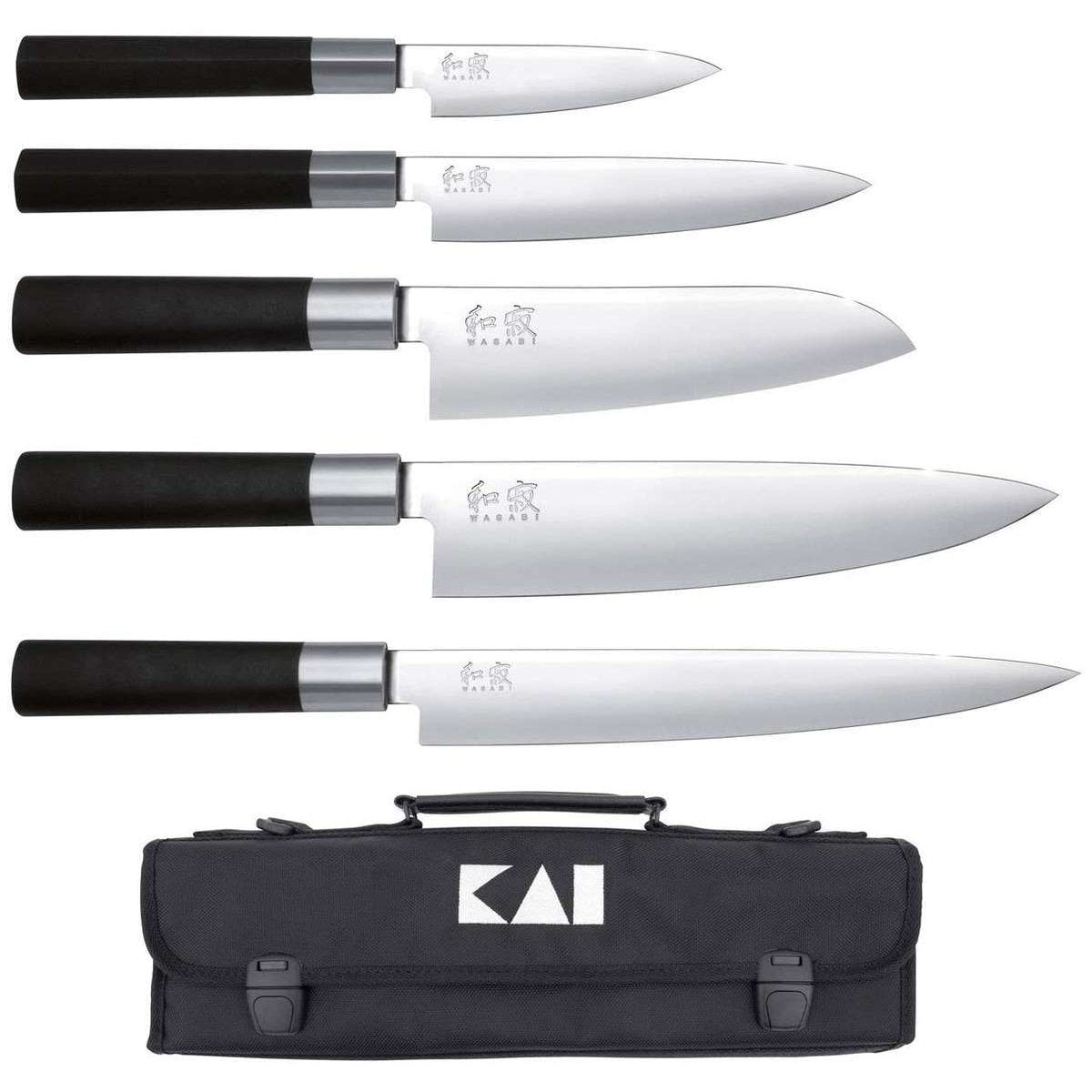 KAI Chef's Knives 5 pcs Set And Transportation Case Wasabi