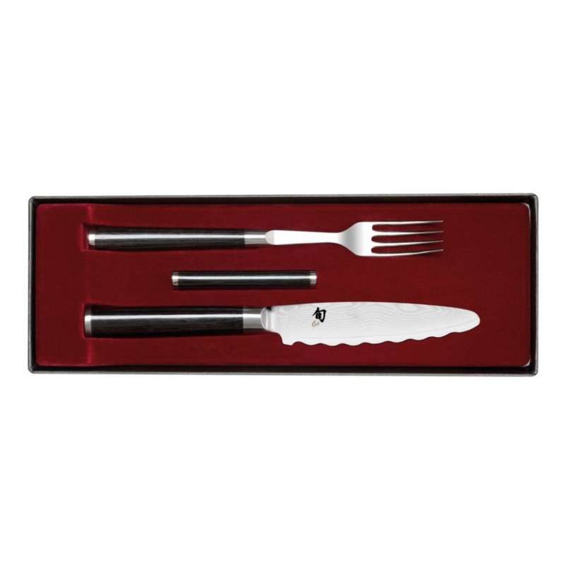 KAI Knife And Fork With Stand 2 Pcs Set Shun Classic DM-0908