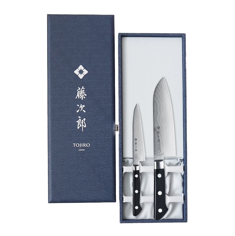 Tojiro Knives Set 2 pcs In Gift Box Classic Damascus