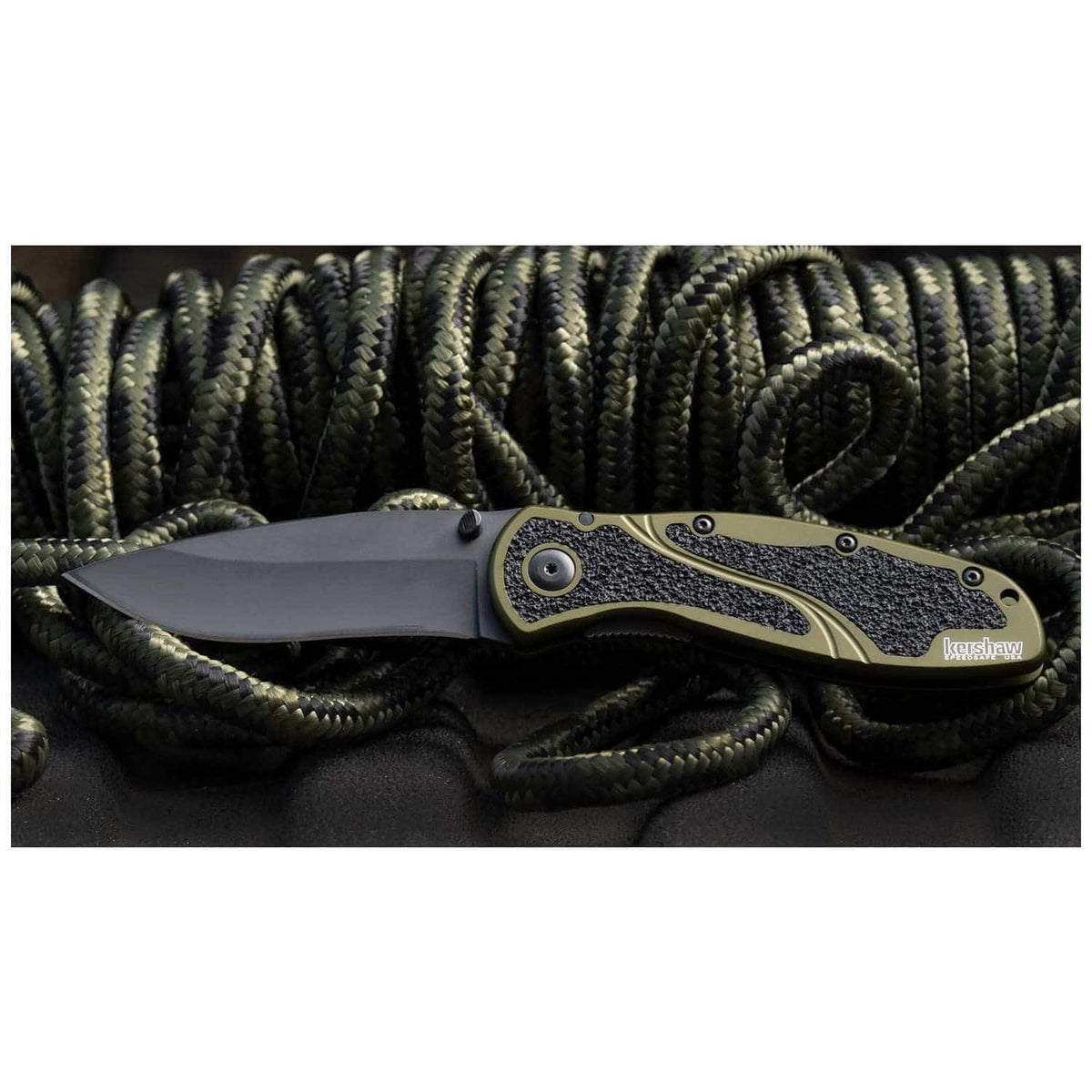 Kershaw Blur Black Ceracote Pocket Knife 9 cm Olive/Black Handle 111 gr 1670OLBLK