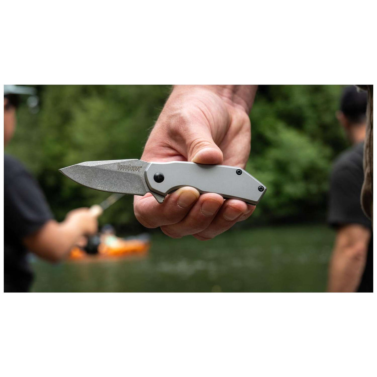 Kershaw Valve Stonewashed Pocket Knife 6 cm Silver Handle 85 gr 1375X