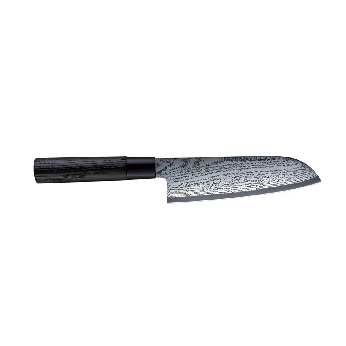 Tojiro Damascus Santoku Knife 16.5 cm Chestnut Handle Shippu Black FD-1597