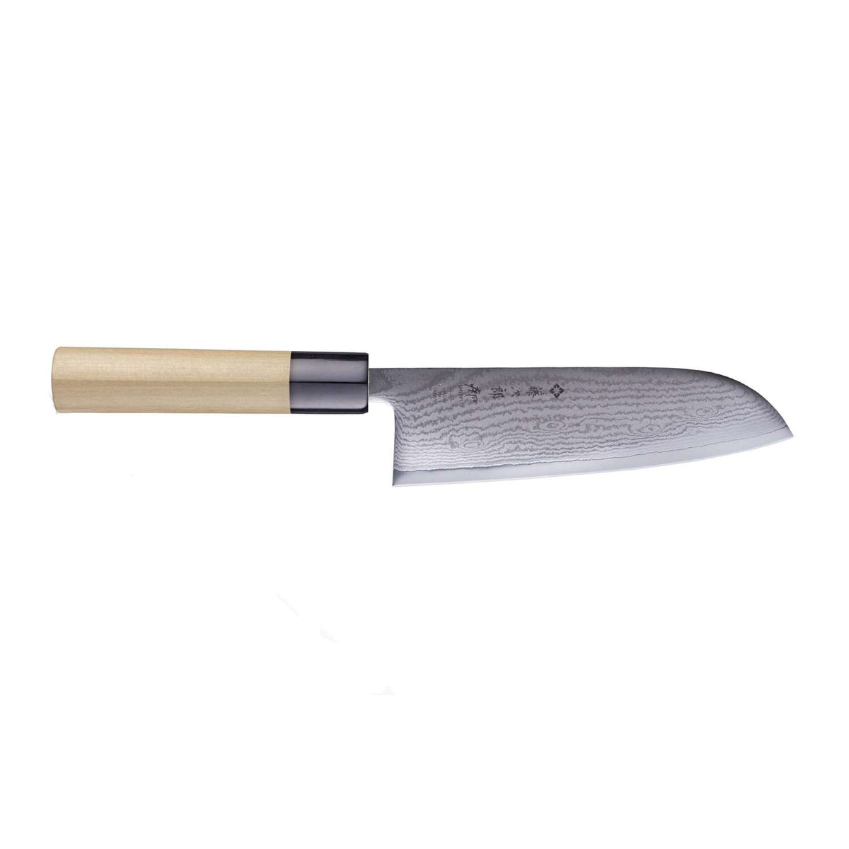 Tojiro Damascus Santoku Knife 16.5 cm Magnolia Handle Shippu White FD-597