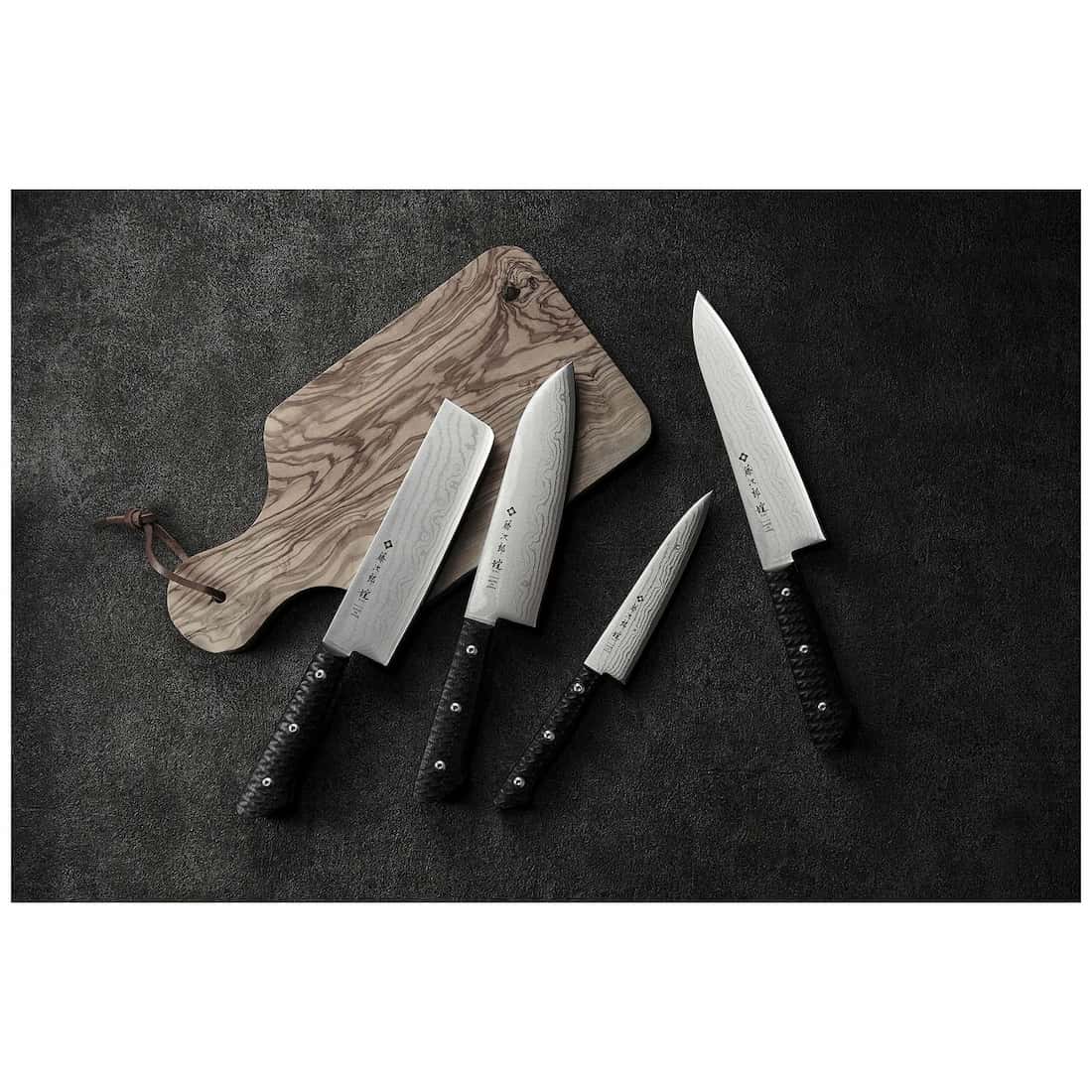 Tojiro Damascus Utility Knife 13.5 cm With Micarta Handle Gai F-1353
