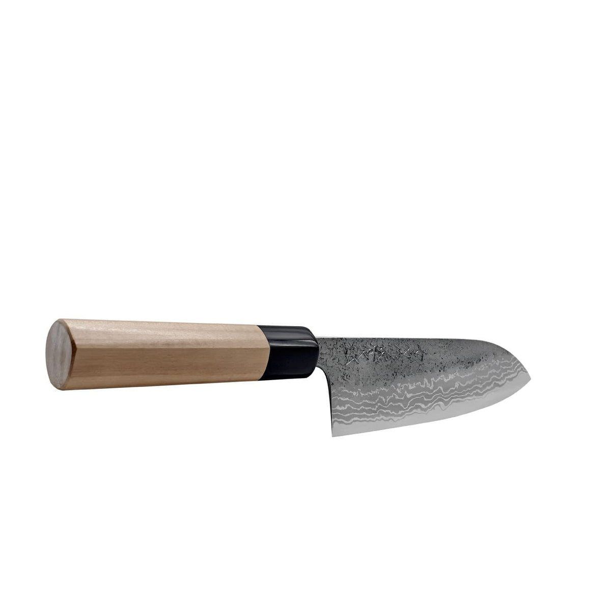 Tojiro Rough Aogami Damascus Handmade Santoku Knife 17 cm Magnolia Handle