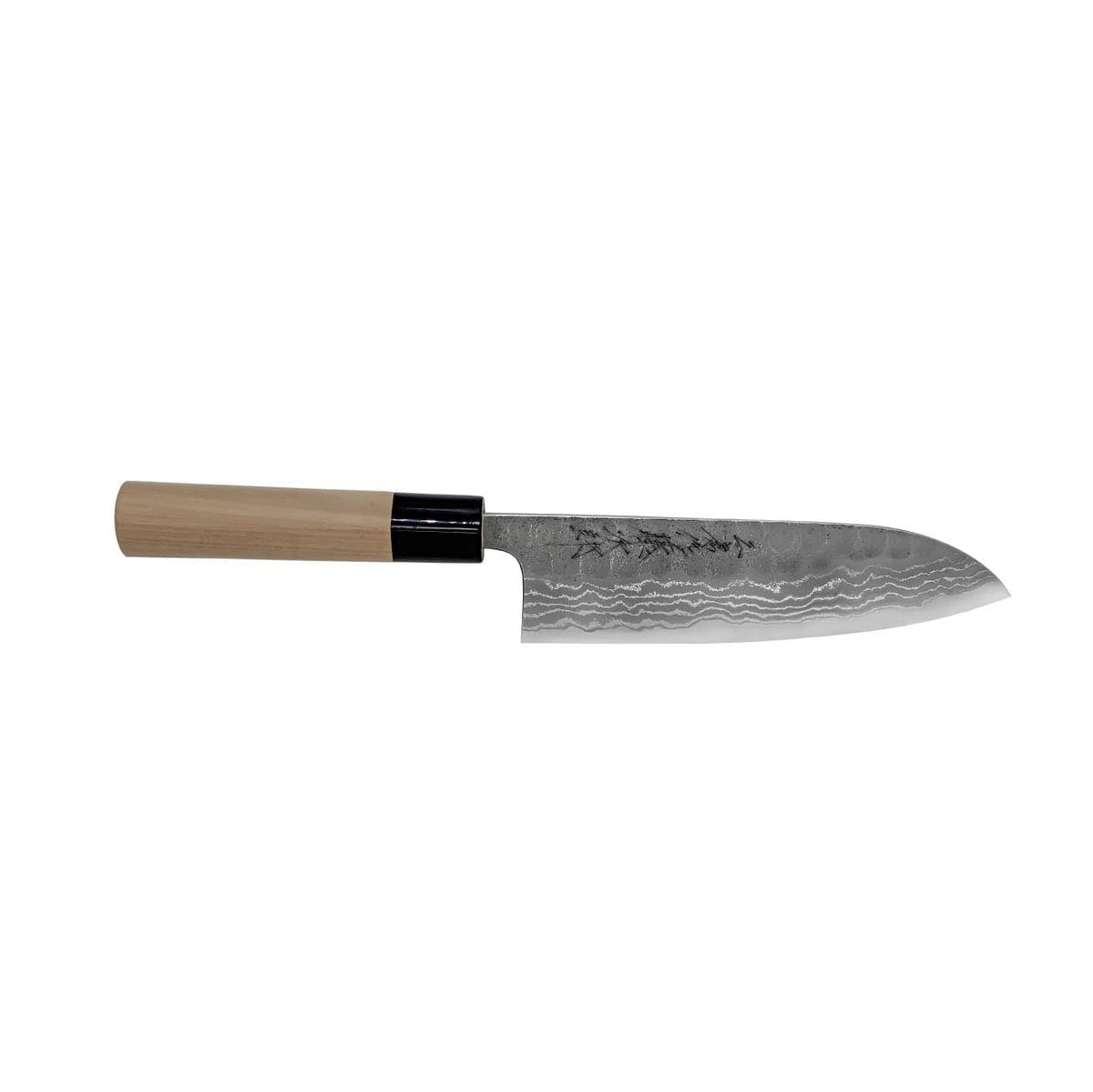 Tojiro Hammered Aogami Damascus Handmade Santoku Knife 17 cm Magnolia Handle
