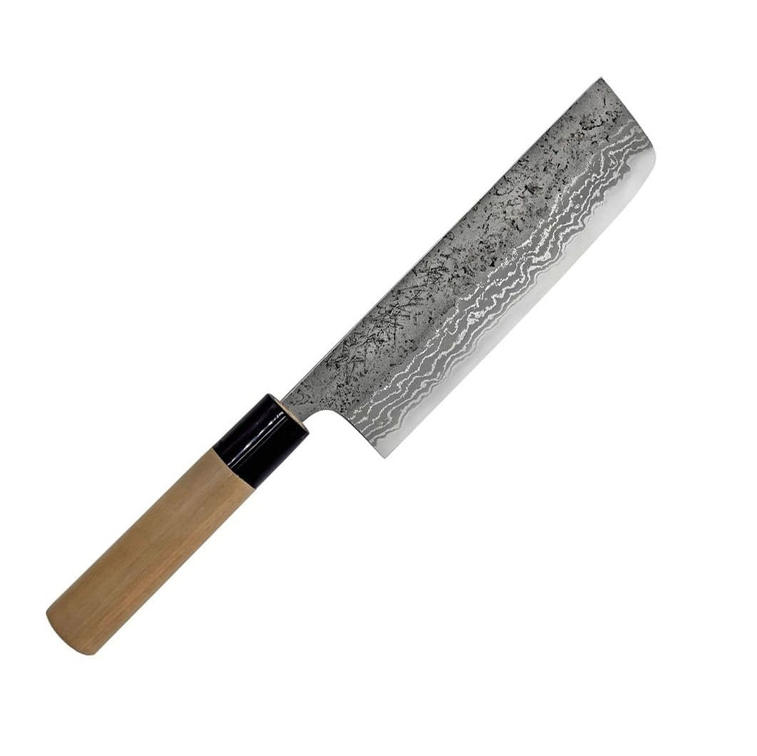 Tojiro Rough Aogami Damascus Handmade Nakiri Knife 16.5 cm Magnolia Handle
