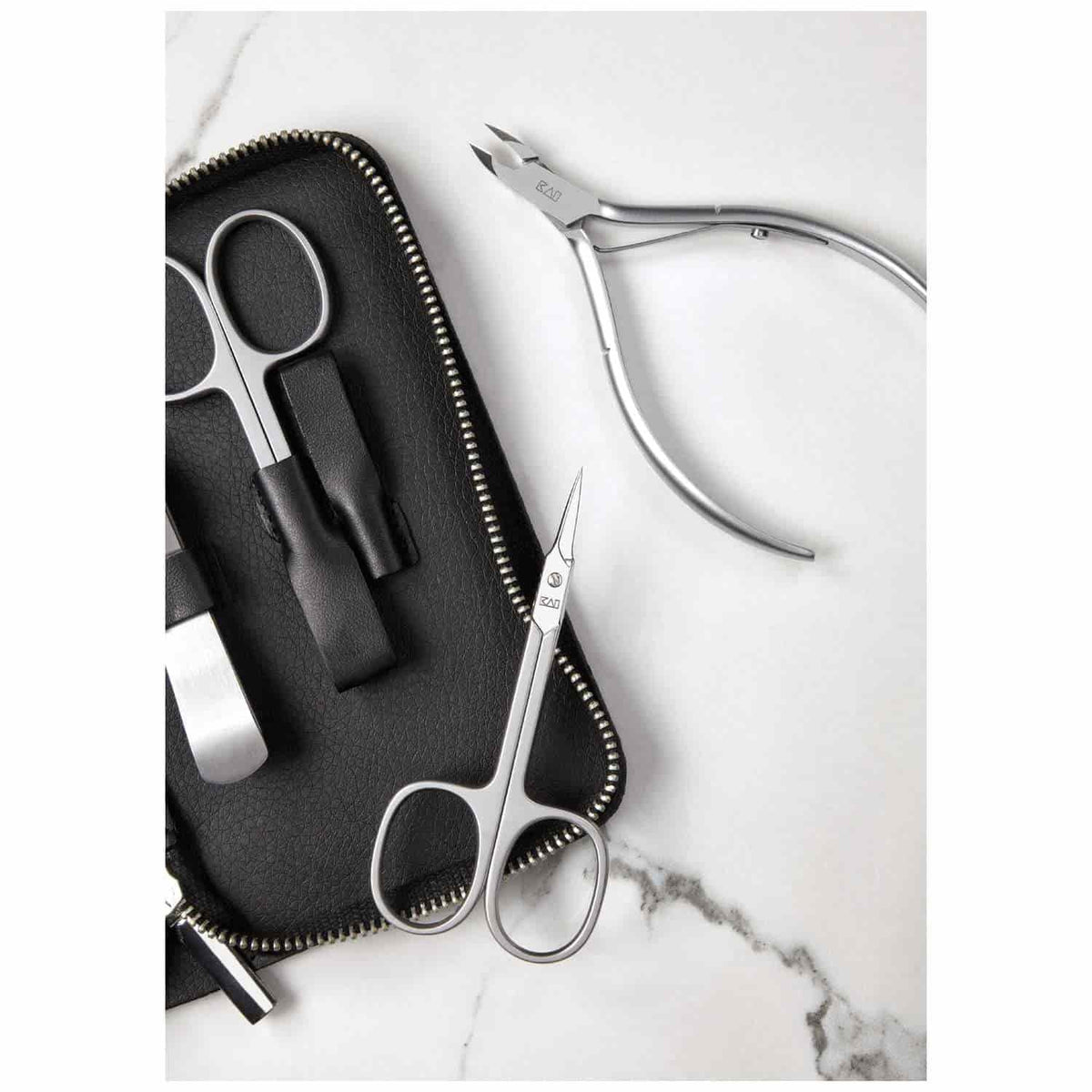 KAI Japanese Manicure Set 6 pcs (Nail Scissors, Cuticle Scissors, Nail Nippers, Nail File, Tweezers & Cuticle Nippers) Instruments Sets BCI-SET03
